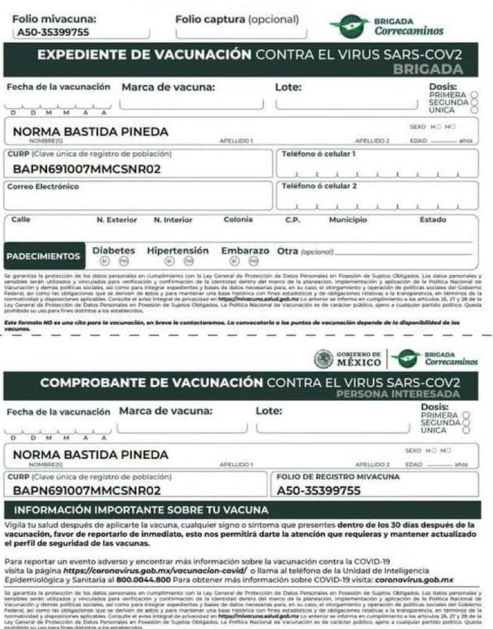 como descargar el expediente de vacunacion para tu cita