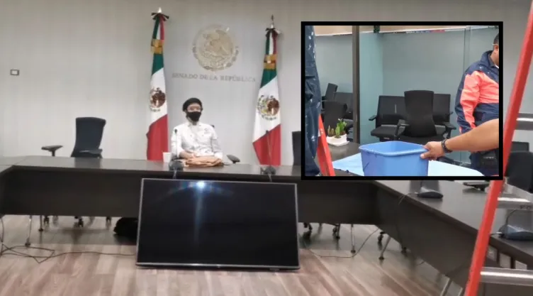 Lluvias en CDMX provocan goteras y filtraciones dentro del Senado de la República