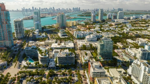 Vista a&eacute;rea de Miami Beach, Florida