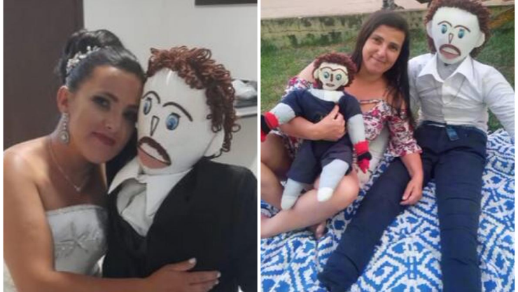 Mujer está embarazada de su novio de trapo