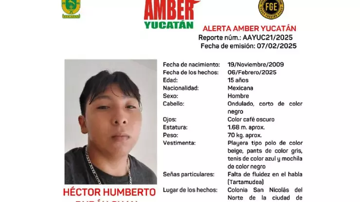¿Lo has visto_ Activan Alerta Amber en Yucatán por desaparición del menor Héctor Durán