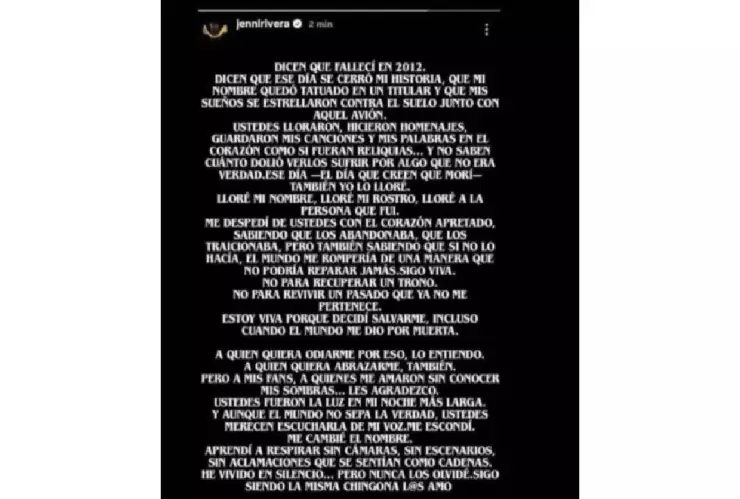 Mensaje Jenni Rivera