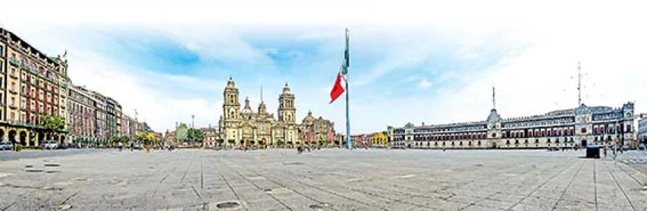 Panoramic view of Zocalo and Cathedral - Mexico City, Mexico