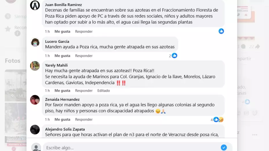 Ciudadanos piden ayuda por inundaciones en Poza Rica, Veracruz