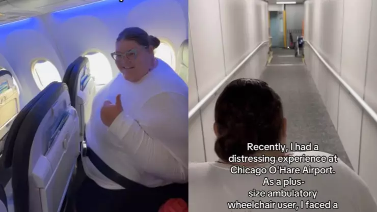 Influencer queda atrapada en una puerta giratoria de aeropuerto; denuncia que nadie la ayudó (VIDEO)