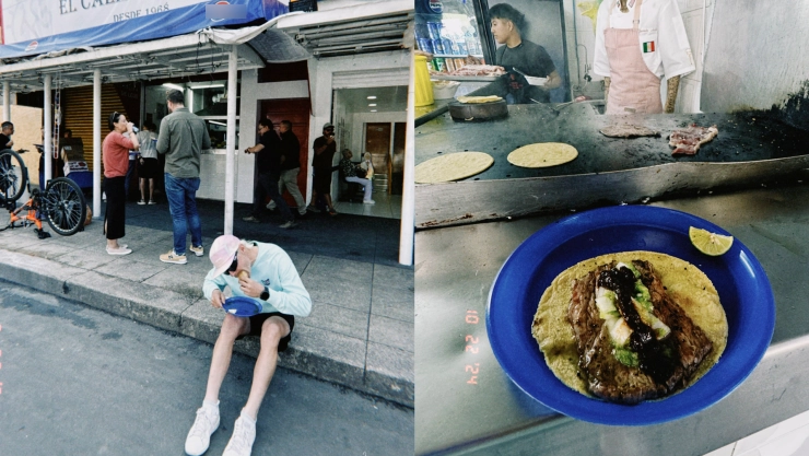 Valtteri Bottas comiendo tacos en CDMX