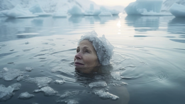 mujer ahogada en río congelado