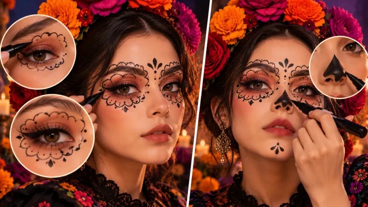 Maquillaje de Catrina con delineador