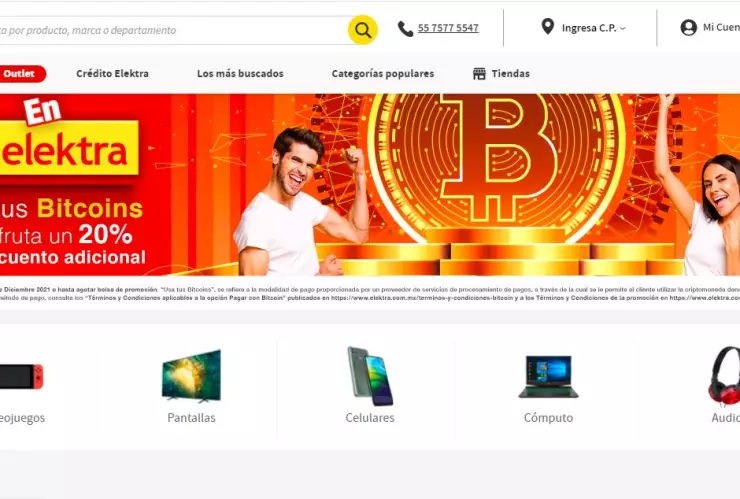 Elektra acepta pago con bitcoin y ofrece descuentos adicionales