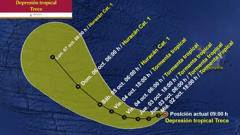 Ciclón Leslie Ubicación de la depresión tropical trece, trayectoria y cuándo sería huracán.jpg