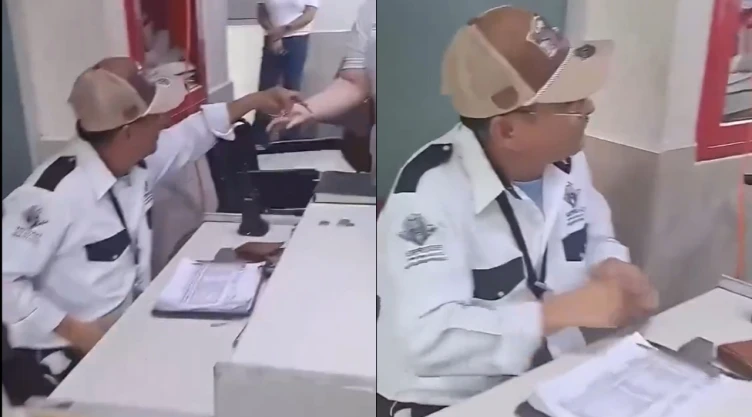 Captura de video de guardia del ISSSTE en Matamoros, Tamaulipas.