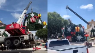 Grúa aplasta hombre