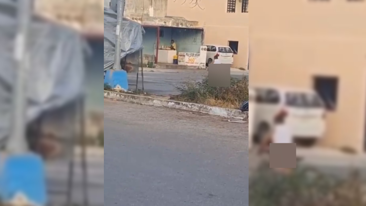 Se viraliza señor en estado inconveniente caminando con sólo una playera en Cancún.jpg