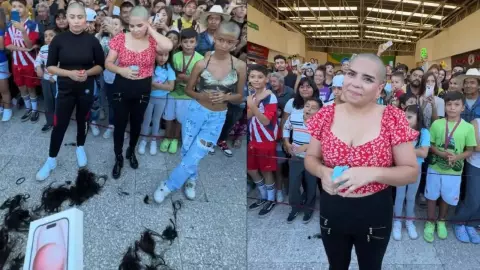 VIDEO Mujer se rapa para ganar un iPhone 15 y pierde