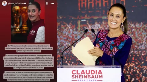 La FIFA y Gianni Infantino felicitaron a Claudia Sheinbaum tras ser virtual ganadora de las elecciones en México, rumbo al Mundial de 2026