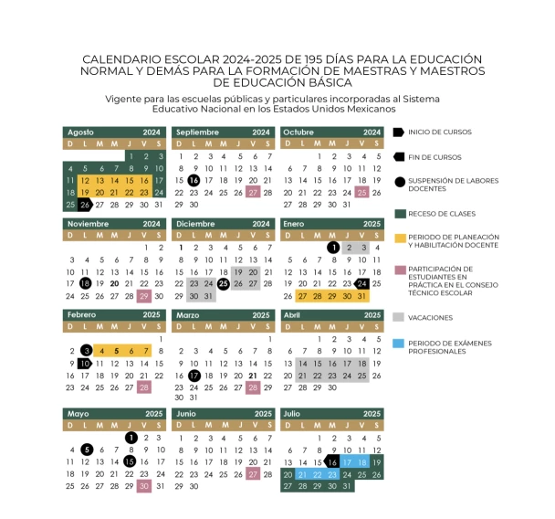 Calendario escolar SEP 20242025 para la normal Fechas de puentes y