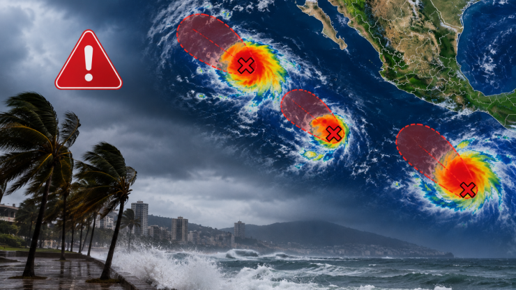 Alerta en el Pacífico este 17 de septiembre: SMN vigila 3 zonas de baja presión con hasta 80% de riesgo en convertirse en depresión tropical