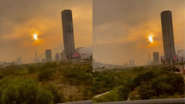 Captan forma extraña en el Sol durante atardecer en Monterrey