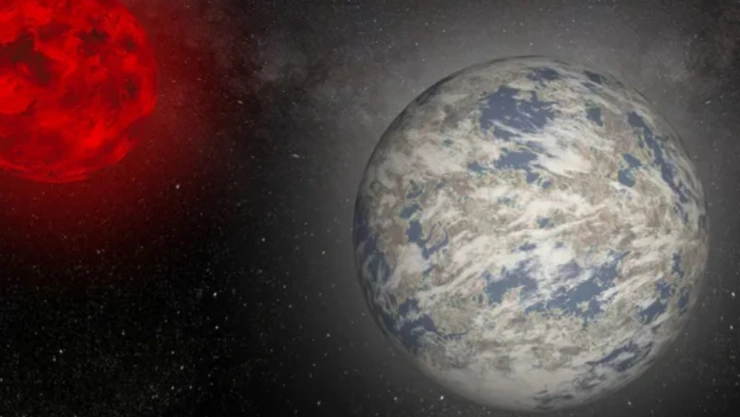 El nuevo exoplaneta junto a su respectiva estrella enana roja