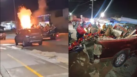 FUERTE VIDEO | Camioneta con pirotecnia explota durante celebraciones a la Virgen de Guadalupe y deja múltiples heridos