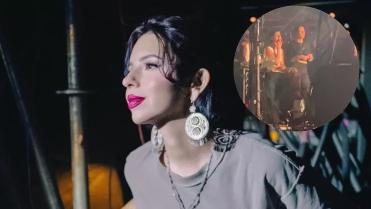 ¿No que estaba embarazada Captan a Ángela Aguilar fumando en pleno concierto de Christian Nodal