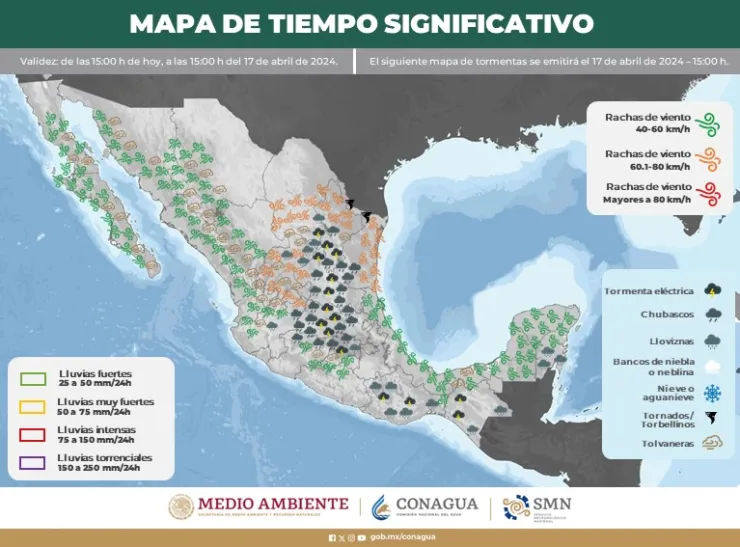Clima en México hoy 17 de abril de 2024
