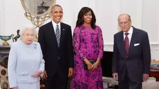 La reina Isabel II, los Obama y el príncipe Felipe