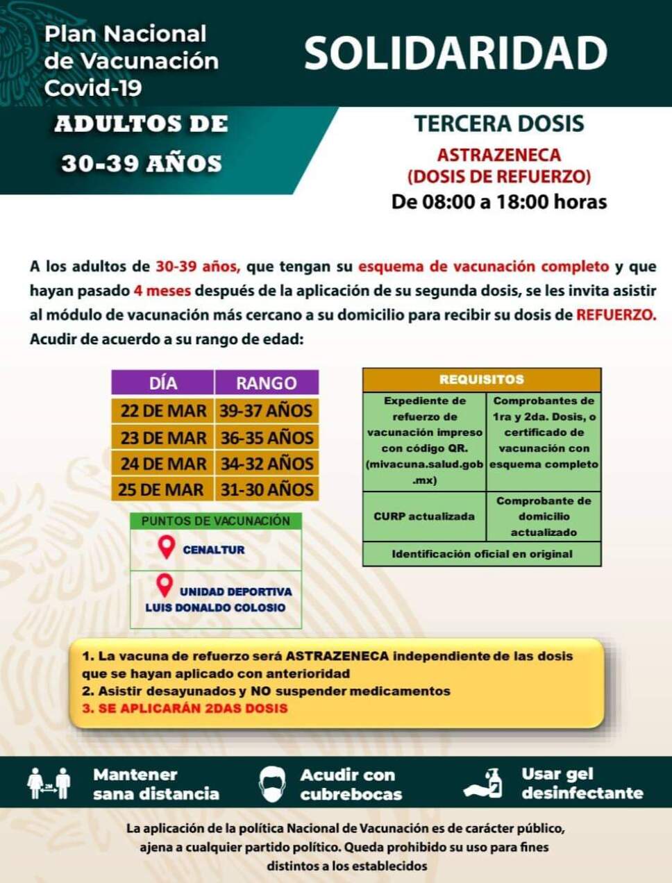 Aplicarán terceras dosis para 30 años y más en Solidaridad (2)