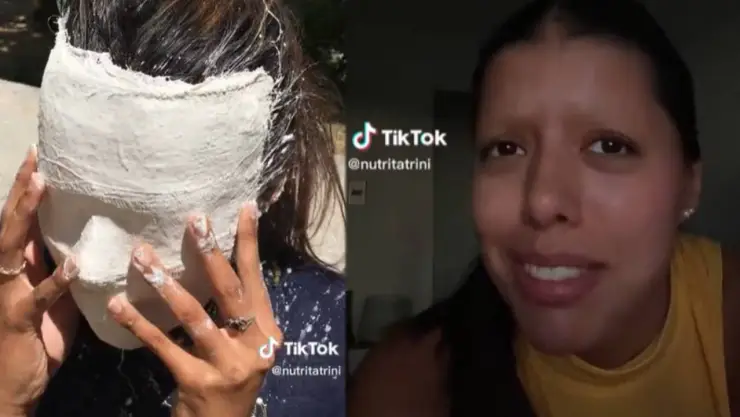 VIDEO Joven se pone máscara de yeso y le arranca la ceja