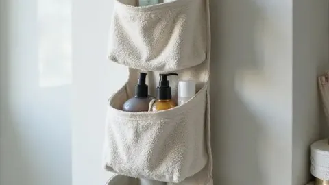 4 ideas para reciclar ropa vieja que ya no uses y transformarla en organizadores colgantes para el baño