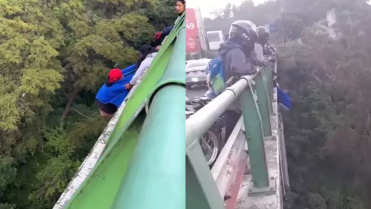 Imágenes sensibles: Hombre se avienta de puente y muere; así captaron el momento exacto
