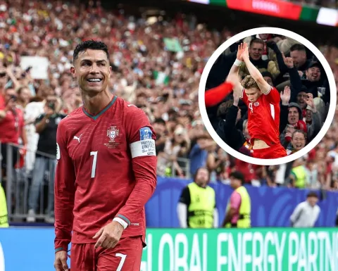 Jugadores de Dinamarca festejan a lo Cristiano Ronaldo