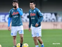 Chucky Lozano en el entrenamiento del Napoli