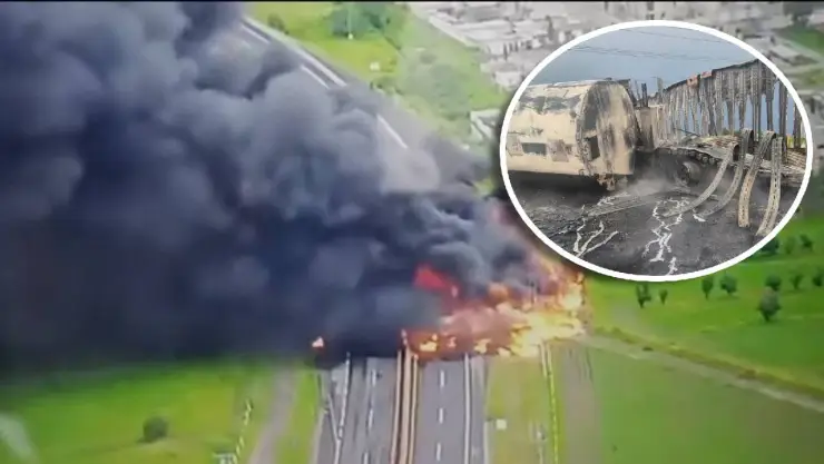 Explosión de pipa en carretera que comunica a Veracruz deja un muerto y dos heridos