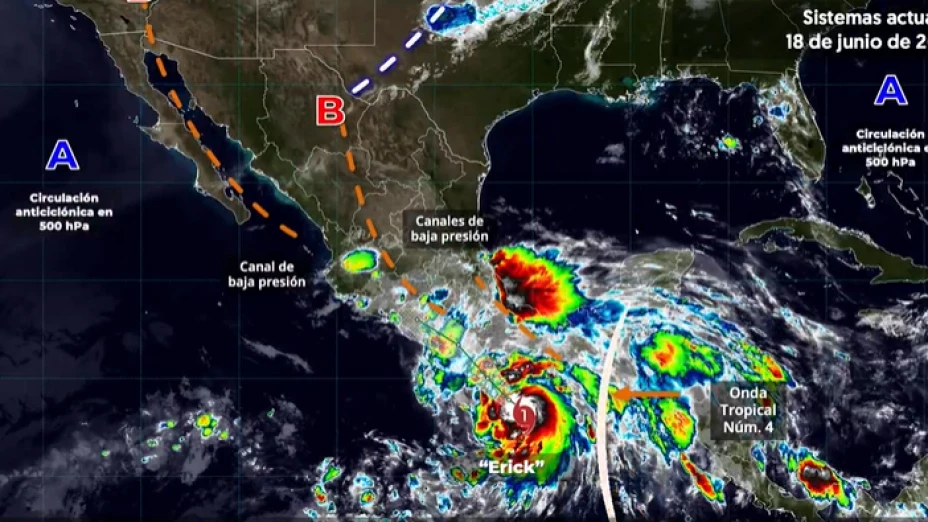 EN VIVO | ‘Erick’ se intensifica a huracán categoría 1; ¿cuál es su trayectoria hoy 18 de junio de 2025?