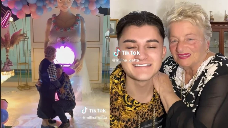 Abuelita millonaria y su joven novio revelan sexo de bebé.