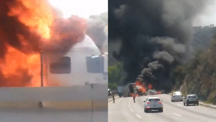 Los conductores que pasaban por el lugar sintieron el calor de las llamas.