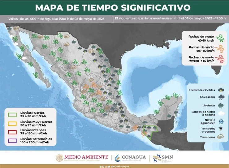 Clima en México 3 de mayo