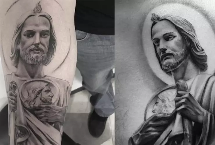 Diseños de tatuaje de San Judas Tadeo blanco y negro