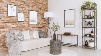 Muros con efecto ilusión visual / materiales que imitan piedra