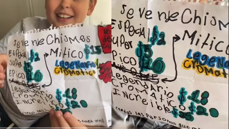 Niño vende chismes.