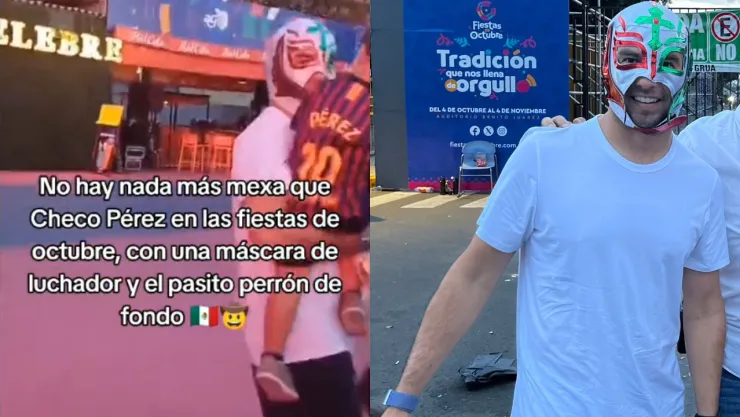 VIDEO | ¡De incógnito! Checo Pérez es captado con una máscara en las Fiestas de Octubre