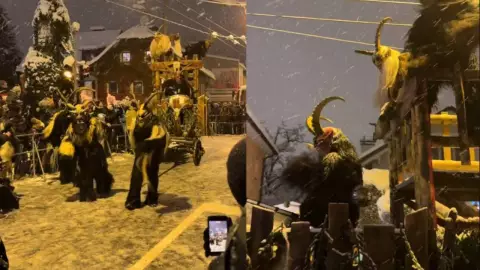 VIDEO: Hacen festival de Krampus, el demonio de la navidad que come niños