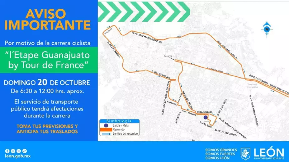 Habrá cierre de bulevares en León el domingo 20 de octubre de 2024 ¿Qué rutas del transporte se verán afectadas?