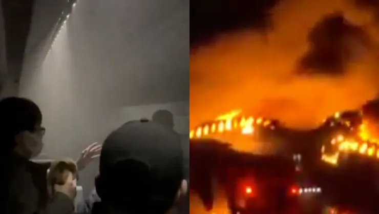VIDEO: Así se vivió desde adentro el incendio de un avión con casi 400 pasajeros en Japón