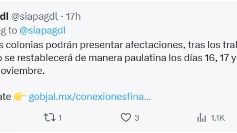 Corte de agua en el Área Metropolitana de Guadalajara