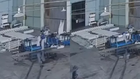 Hombre atrapado por máquina textil