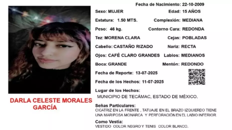Activan Alerta Amber urgente en el Edomex: Desaparecen dos menores; temen por sus vidas. En la imagen principipal se observa la imagen de Darla Celeste Morales García, una de las jóvenes que sigue sin ser localizados.