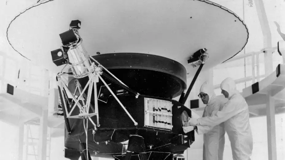 El Voyager 2 en el Centro Espacial Kennedy en Florida, el 4 de agosto de 1977