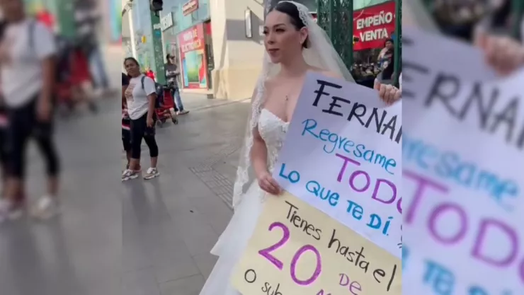 Con su vestido de novia, mujer denuncia estafa en organización de bodas en Nuevo León; se casa en 3 meses